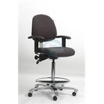 ESD látková židle šedá Eurostat 540/740 mm, nožní opěrka + opěrky rukou