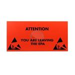 ESD štítek červený 600x300mm "ATTENTION YOU ARE LEAVING THE EPA"ENG