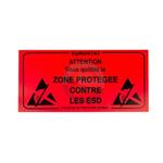 ESD štítek červený 600x300mm "ATTENTION YOU ARE LEAVING THE EPA"French